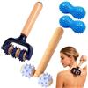 GBKDQQ Rullo massaggiante con manico, 4 pezzi rullo massaggiante con pallina riccio - Rullo automassaggio intercambiabile per gambe, piedi, schiena, braccia, spalle contro dolori muscolari