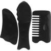 HOODANCOS Set 3 Strumenti Gua Sha in Corno di Bue Nero, Bordi Lisci | Accessori Gua Sha con forme triangolare e a pesce, adatti a routine di massaggio, uso personale, salone e momenti di relax