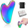 Yikki Gua Sha Viso Acciaio, Guasha Massaggiatore, Strumento Raschietto per Massaggio Linfodrenante in Metallo per Viso, Occhi, Collo, Corpo (Arcobaleno)