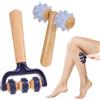 WUISOLQP Rullo massaggiante con manico, 2 palline da massaggio per riccio, massaggiatore, rullo per massaggiare le gambe, rilassamento, braccia, spalle, piedi, dolori muscolari