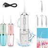 BAAQII Irrigatore orale elettrico da 220 ml, senza fili, ricaricabile tramite USB, con 4 ugelli e 3 modalità di pressione, pulizia e sbiancamento dei denti, 4 punte a getto IPX7, impermeabile per la pulizia