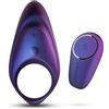 Hueman Neptune Cockring Vibrante con Telecomando, Anello del Piacere con Stimolatore del Clitoride o del Perineo, Ottimo per le Coppie, Diametro Interno dell'Anello del Pene 3.30 cm, Viola