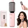 HOVCEH Spazzola Arricciacapelli Senza Fili con 4 Temperature e Agli Ioni Negativi | Spazzola Arricciacapelli Portatile, Ricaricabile Mini Spazzola per Capelli Caldi per Viaggi e Uso Quotidiano, Rosa