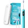 SAKYPRORAL Spazzolino elettrico per bambini, punteggio istantaneo, batteria 150 giorni, compatibile con le parentesi graffe (turchese)