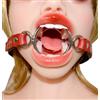 Honeylust Bavaglio BDSM Ring Gag - Apribocca con Lucchetto & Imbracatura in Ecopelle | Apribocca con 2 anelli metallici - regolabile, bloccabile con lucchetto, per Bondage, giochi SM & feticismo erotico