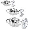 BONDAGERIE® Plug anale spirale diamante bianco, sacchetto incluso, Taglia Kit 3 Plug S M L