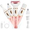 HaetFire Rasoio elettrico da donna, rasoio da donna per bikini e rimozione dei peli del viso, rasoio 4 in 1 da donna senza fili per corpo, gambe, peli pubici e viso, IPX7 impermeabile e ricaricabile, portatile