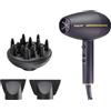 Beper Asciugacapelli Professionale con Motore Ac, 2 Velocità e 3 Temperature, Modalità di Aria Calda e Fredda, Potenza 2400W - Nero/Oro