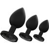 BONDAGERIE® Butt Plug Anal silicone medico 100% Sicuro, gioiello nero, sacchetto incluso, Taglia Kit 3 Plug S M L