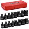 CASOMAN Set di driver esagonali a impatto basso profilo da 3/8 pollici, Cr-Mo, 1/4 -3/4, 6mm-19mm, Impact SAE e Metric Hex Bit Set