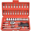 Gunpla 46 Pezzi Set di Chiavie a Cricchetto 1/4 Metrici 4-14mm, Inserti Torx PH SL e PZ, con Chiavi a Bussola 72 Denti in Cromo Vanadio Cr-V