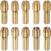Generic 10 mandrini in ottone da 0,5-3,2 mm, mini smerigliatrice elettrica, cambio rapido, set di punte per utensili rotanti, diametro del gambo 4,3 mm