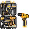 DEKO Cassetta Attrezzi Completa con Trapano Avvitatore Batteria 8V, 126 Pezzi Valigetta con Set Completo di Punte