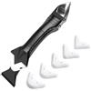 Generic Strumento 3 in 1 per la rimozione del calafataggio in silicone, strumento di rimozione del calafataggio in acciaio inox, raschietto angolare per colla per vetro, con 5 cuscinetti in silicone, ideale