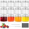 FoiiLiio 60ml Bottigliette di Vetro Piccole, 12 Pezzi Riutilizzabili Barattoli Vetro con Coperchio con Etichette e Penna per Alimenti, Succo e Spezie