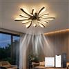 LJX Lampadario Ventilatore da Soffitto Dimmerabile 78cm, Ventilatore da Soffitto con Luce e Telecomando 2.4G, Motore DC Silenzioso Reversibile per Camera da Letto Soggiorno, Nero