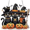 MOTGOM DIY Diamond Painting Pendente Kit Gatti Neri di Halloween, Pittura Diamante per Acchiappaluce, Fai-da-te Diamond Painting DIY Strass Decorazione per Casa 20x20cm