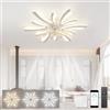 LJX Lampadario Ventilatore da Soffitto Dimmerabile 78cm, Ventilatore da Soffitto con Luce e Telecomando 2.4G, Motore DC Silenzioso Reversibile per Camera da Letto Soggiorno, Bianco