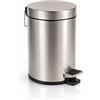 Axentia Pattumiera a pedale in acciaio inox spazzolato opaco, cestino rotondo bagno, cucina, con coperchio e inserto in plastica, ca. 3 l, argento/nero