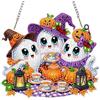 MOTGOM 5D Diamond Painting Pendente Kit Fantasmi di Halloween Tea Party, 5D Pittura Diamante Kit Acchiappaluce, Diamond Painting Artigianale Per La Decorazione Della Parete Di Casa 20x20cm