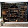 LB Arazzo Libreria vintage Arazzo da Parete Libri marroni Magia retrò foglie verdi Telo da Parete Biblioteca streghe Arte Muraria per Soggiorno Camera da Letto Dormitorio Decorazione,200x150cm