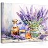 Dazzlewall Incorniciato Stampe da Parete Botaniche Boho, Poster su tela Lavanda Viola, Quadro Rustico Vintage con Fiori per Camera da Letto Agriturismo Soggiorno Bagno 30x40 cm