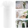 QINERSAW Rotolo di Tulle Bianco 92M*32CM Bobina Organza Bianco per Decorazione Fai Da Te Bomboniere Regalo Festa Compleanno Matrimonio