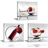 PIY PAINTING Stampe e Quadri su Tela Bicchiere di Vino Rosso con Fiore Rosa Immagine Fotografia con Cornice Murale Wall Art Home Decor Cucina Oficina Regalo di compleanno 3x 30x30cm