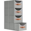 DIMJ Cassettiera Scrivania per Armadio Interno - Set di 4 Organizzatore Cassetti Impilabile, Scatola Porta Oggetti Organizer Cassetti per Ufficio, 35 x 24 x 17 cm, Grigio