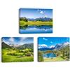 PIY PAINTING Set di 3 Stampe su tela di Paesaggio, Cielo blu, Lago, Montagne, Quadri Moderni Quadro su Tela per Bagno Toilette Ufficio Ristorante, 40x30 cm, con Cornice Incorporato