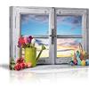 PIY PAINTING Stampe e Quadri su Tela Belle Finestre in Legno Immagine Fiore Tulipani Fotografia con Cornice Murale Tela Wall Art Home Decor Cucina Oficina Regalo di Anniversario 30x40cm