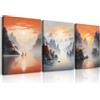 PIY PAINTING Set di 3 Stampe su tela Paesaggio, Sole, Fiumi, Montagne Poster e stampe decorative, Quadri Moderni Quadro su Tela per Bagno Toilette Ufficio Ristorante, 30x40 CM, Cornice Incorporato