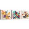 PIY PAINTING 3 Parties Quadri con Fiori Stampa su Tela, Immagini Quadro Moderni Decorazione da parete, Stampe da Parete, Quadri Soggiorno, Quadro su Tela Incorniciato pour Ufficio Bar Casa 30x30CM