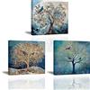 PIY PAINTING Quadro su Tela Blu Stampa Albero Astratto Quadri Moderni Immagine Pittura Dipinto su tela con telaio interno in legno per Cucina Camera da letto Ufficio Ristorante Bar, 3 pezzi, 30x30 cm