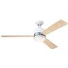 Westinghouse Lighting 73038 Tristan, moderno ventilatore da soffitto con luce e telecomando, 132 cm, finitura bianca con accenti in nichel spazzolato, vetro smerigliato opale