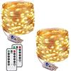 Augone Set di 2 stringhe di luci da 120 LED, 12 m, 8 modalità, con presa USB, impermeabili, per esterni/interni, in rame, con timer remoto per camera da letto, feste, matrimoni, Natale (luce bianca calda)