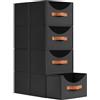 DIMJ Cassettiera Scrivania per Armadio Interno - Set di 4 Organizzatore Cassetti Impilabile, Scatola Porta Oggetti Organizer Cassetti per Ufficio, 35 x 24 x 17 cm, Nero