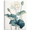 PIY PAINTING Quadri su Tela Fiore di loto bianco Simbolo di purezza, Stampe su tela Fiore Fotografia su Tela Incorniciato, Moderno Decorazione Murale Quadro Poster per Cucina Corridoio, 30x40 cm
