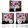PIY PAINTING Stampe e Quadri su Tela - 3X Stampe su Canvas - Elegante Fiore di Orchidea Murale Tela Fiore Romantico Wall Art con Cornice per Home Decor Regalo di Anniversario 30x30cm