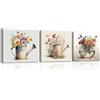PIY PAINTING Stampe e Quadri su Tela Fiori in vaso 3pz, Quadri con Fiori per Camere da letto, Quadri Cucina Moderni, Moderno Decorazione Murale per Bagno Corridoio 30x30cm, con Cornice Incorporata