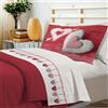 PENSIERI DELICATI Completo Letto Singolo, Flanella 100% Cotone Caldo e Morbido, Completo Lenzuola 1 Piazza 90 x 200 cm, Include Lenzuolo Sotto, Sopra e 1 Federa, Made in Italy, Cuore Appeso Rosso