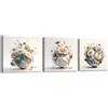 PIY PAINTING Set di 3 Quadri su Tela Fiori sbocciati in un vaso, Stampa su Tela 30x30cm Fotografia, Moderno Decorazione Murale Quadro con Fiori per Cucina Corridoio, come Regalo (30x30cm)