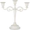 Sziqiqi Candelabro 3 Bracci, Bianco, in Zinco | Portacandela Shabby Chic per Candele Affusolate, Montaggio Semplice con Istruzioni, Candeliere per Soggiorno, Camino, Pasqua