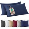 CGK Unlimited Federa Jersey Cotone 80x80 cm Blu Navy - Set da 2 - Chiusura con Cerniera - Morbida, Anti-Grinze & Resistente allo Sbiadimento - Traspirante, Ipoallergenica & Certificata OEKO-TEX Standard 100