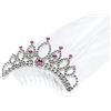 PartyDeco KRN4 - Corona Ingioiellata Ferma Capelli con Velo da Sposa, Taglia Unica