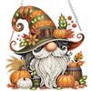 MOTGOM 5D DIY Diamond Painting Pendente Kit Gnomo Autunnale con Zucca, Pittura Diamante per Acchiappaluce, Fai-da-te Diamond Painting DIY Strass Decorazione per Casa 20x20cm