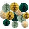 CC wonderland zone 12 palline di carta a nido d'ape verde e oro, da appendere in carta velina Honeycomb Balls verde saggezza per decorazioni per feste