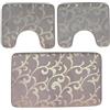 Corredocasa Set 3 Pezzi tappetini da Bagno Antiscivolo in Memory Foam Morbidi e assorbenti con Disegni - Tappeto Grande e 2 Contorno WC - Vari Colori Eleganti (Tortora Dorato)