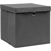 vidaXL Contenitori con Coperchi 4 pz 28x28x28 cm Grigio