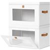 DIMJ Scatole Portaoggetti con Coperchio - Set di 2 In Tessuto Pieghevoli, con Finestra Trasparente, 42 x 30 x 28 cm, per Armadio, Vestiti, Cameretta dei Bambini, Bianco